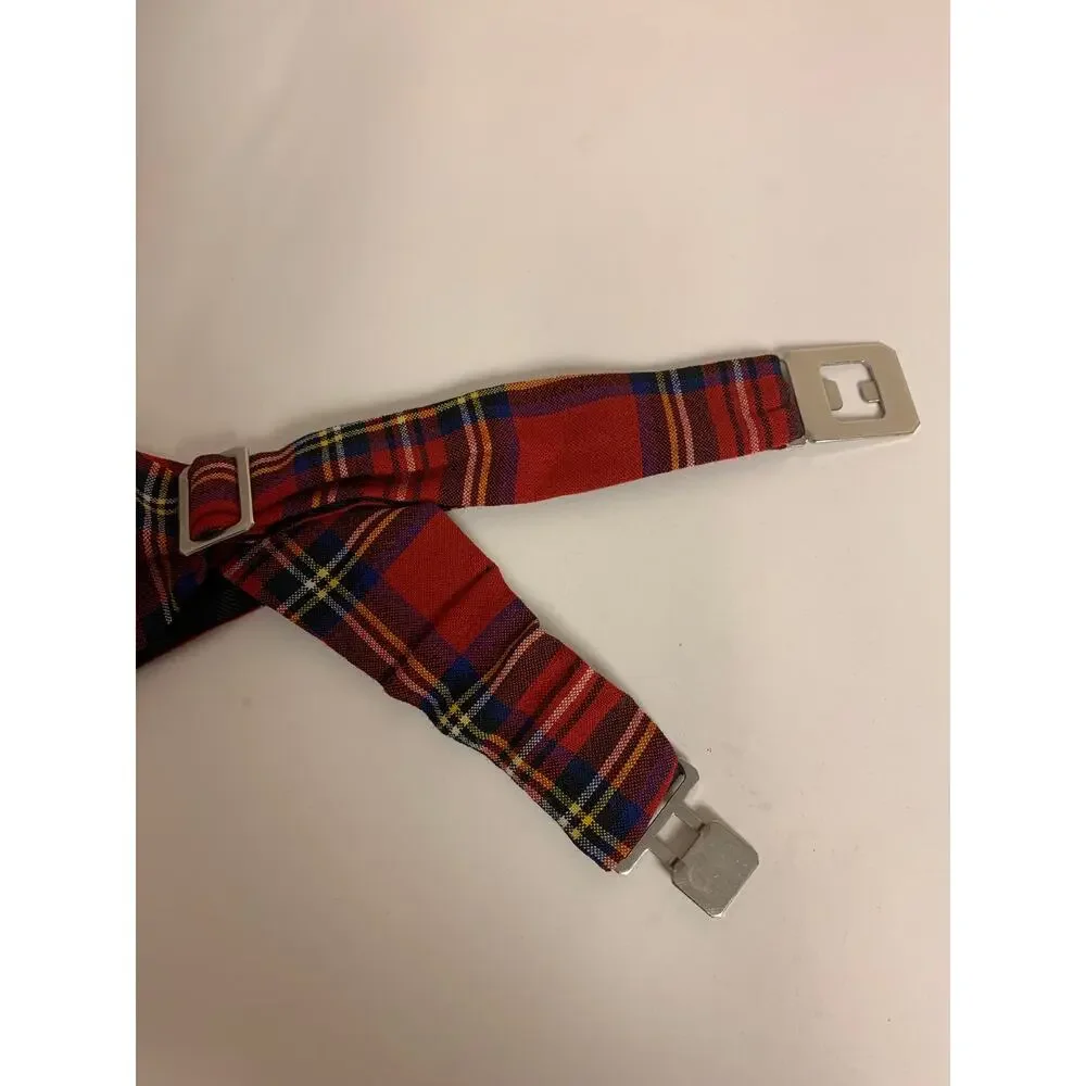 J.H.Buckingham & Co London Red Tartan Cummerbund Vintage Pleated Formal
